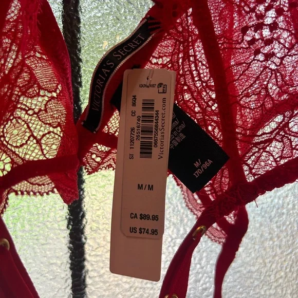 NWT Victoria's Secret Red Lace Up Bodysuit Teddy Sz Medium - Picture 2 of 4